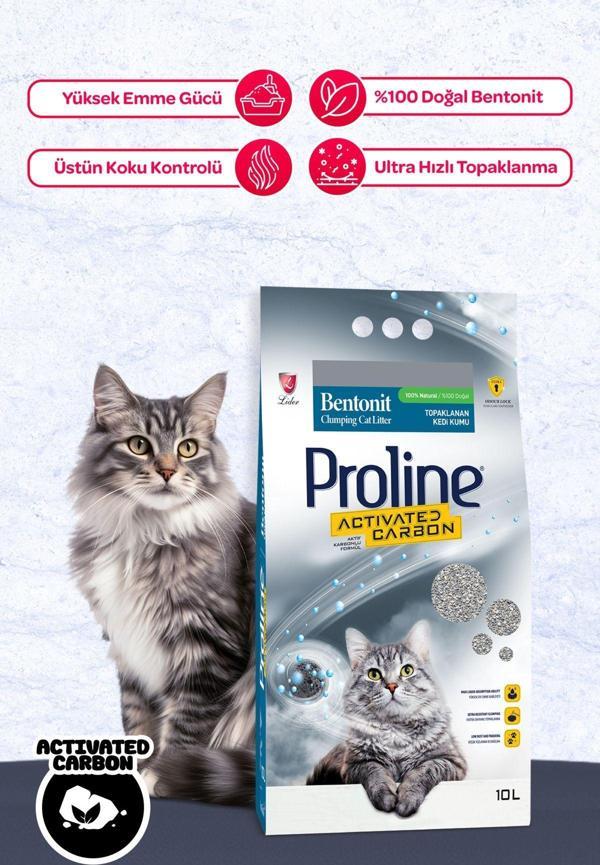 Proline Aktif Karbonlu Topaklanan Doğal Kedi Kumu 10 Lt - Image 1