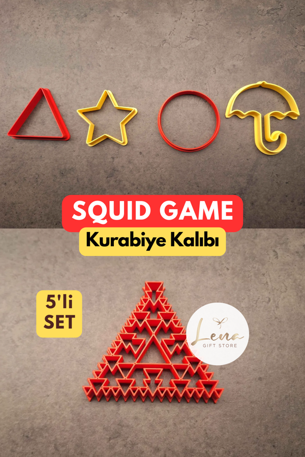 Squid Game Şeker Oyunu Kurabiye Kalıbı 5'li Set / Dalgona Şeker Hamuru Şekillendirici Kalıbı - Image 1