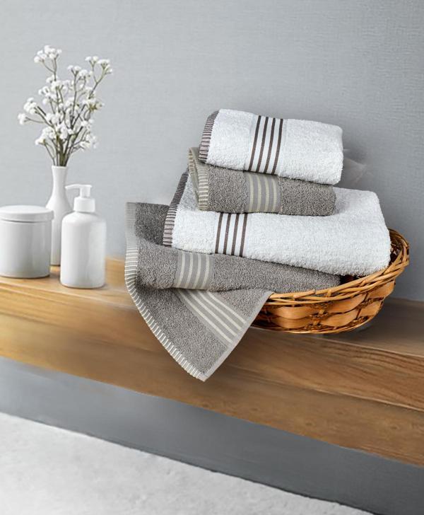 Banyo Havlu Takımı Oscar Taş -Krem 50x85cm(2Ad.) + 70x140(2Ad.) - Image 1