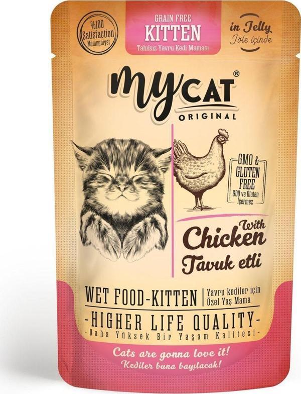 My Cat Mycat Tavuk Etli Kıtten Pouch Yaş Mama 85Gr ( X10 Adet) - Image 1