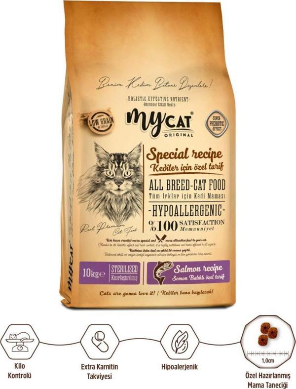 My Cat Mycat Az Tahıllı Somon Balıklı Diyet & Kısır Kedi Maması 10Kg - Image 1
