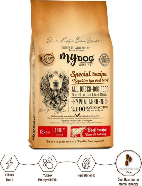 Mydog Orıgınal Az Tahıllı Dana Etli Yüksek Enerji Yetişkin Tüm Irk Köpek Maması 12Kg - Image 1