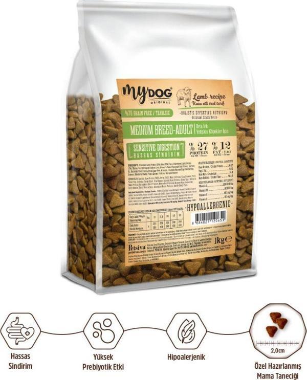 Mydog Original Az Tahıllı Kuzu Etli Küçük Ve Orta Irklar İçin Köpek Maması 1Kg - Image 1