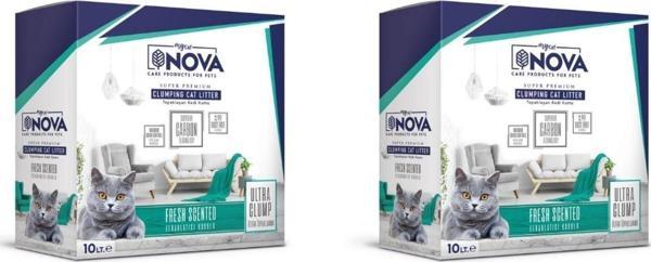Nova Ultra Topaklanma (Ferahlatıcı Koku) Premium Kedi Kumu Ince Taneli 10Lt (2 Adet) - Image 1