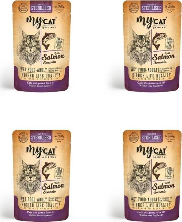 My Cat 4023-Mycat Somonlu ( Kısırlaştırılmış ) Sterılısed Pouch Yaş Mama 85Gr (4Adet) - Image 1