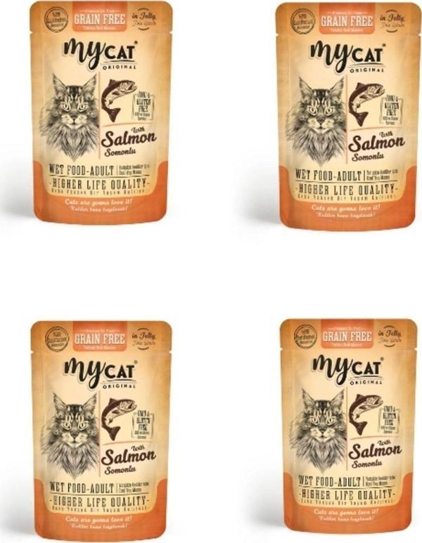 My Cat 4009-Mycat Somonlu Pouch Yaş Mama 85Gr(4Adet) - Image 1