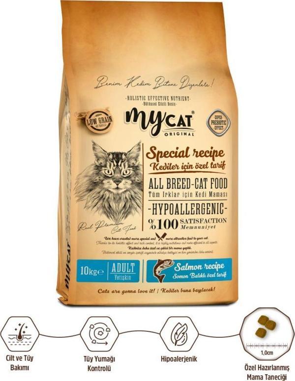 My Cat Mycat Original Az Tahıllı Hypoallergenic Skin Care Somon Balıklı Kedi Maması (10Kg) - Image 1