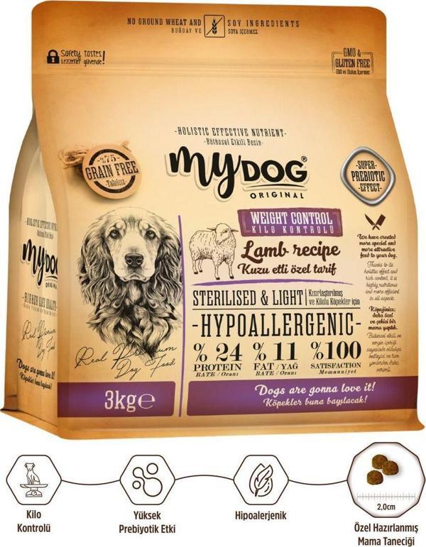 Mydog Original Az Tahıllı Kuzu Etli Diyet & Kısır Köpek Maması 3Kg - Image 1