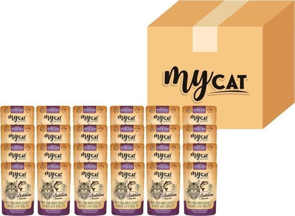 My Cat Mycat Somonlu ( Kısırlaştırılmış ) Sterılısed Pouch Yaş Mama 85Gr 24Lü 4023 - Image 1