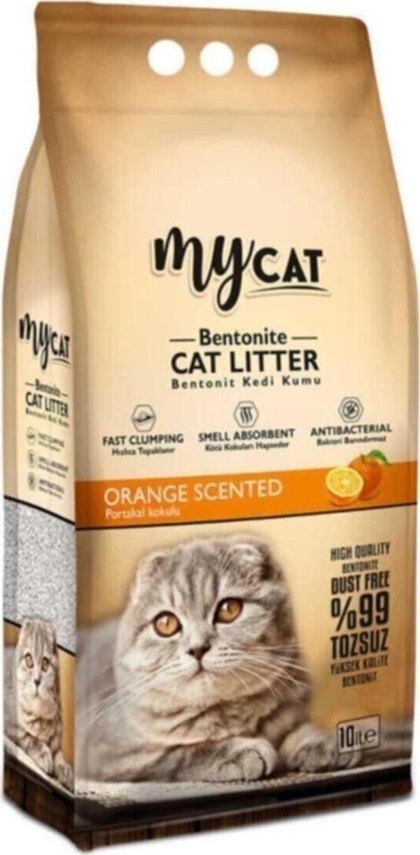 My Cat Mycat Bentonite Ince Taneli Portakal Kokulu Kedi Kumu 10 Lt - Image 1