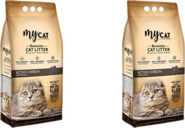 My Cat Mycat (10 Lt) Topaklanan Bentonit Kedi Kumu Aktif Karbon (Kalın Tane) (2 Adet) - Image 1