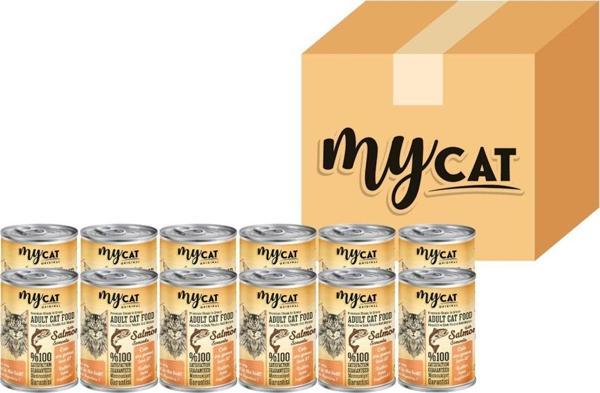 My Cat Mycat Somon Parça Etli Yetişkin Kedi Konserversi 12 Li (400Gr) - Image 1