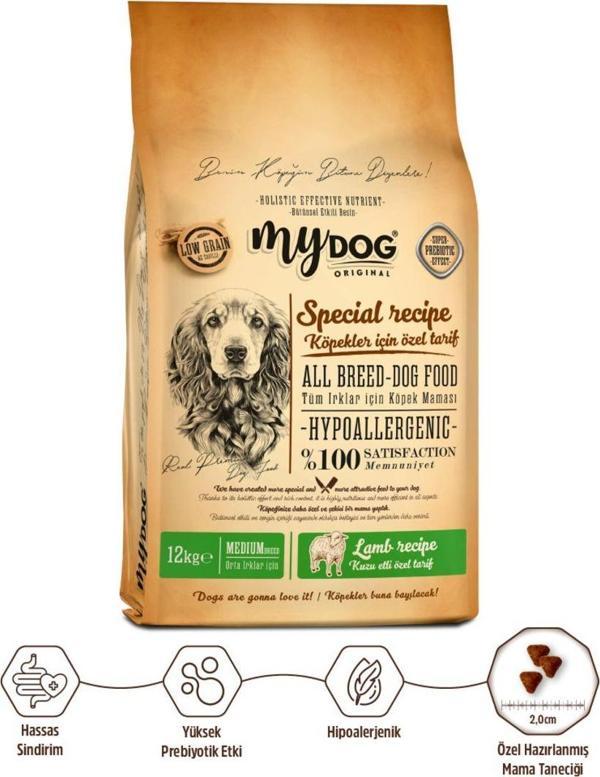 Mydog Orıgınal Az Tahıllı Kuzu Etli Küçük Ve Orta Irklar Için Köpek Maması 12Kg - Image 1