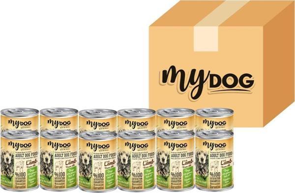 Mydog Kuzu Parça Etli Yetişkin Köpek Konserversi 12 Li (400Gr) - Image 1