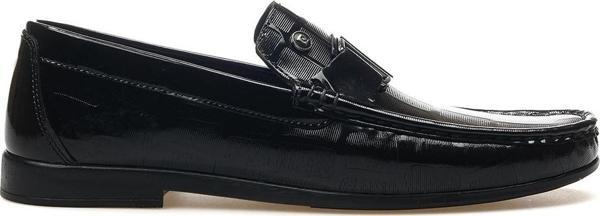 Erkek Hakiki Deri Toka Detaylı Loafer Ayakkabı 25y 25104 M Siyah Rugan - Image 1