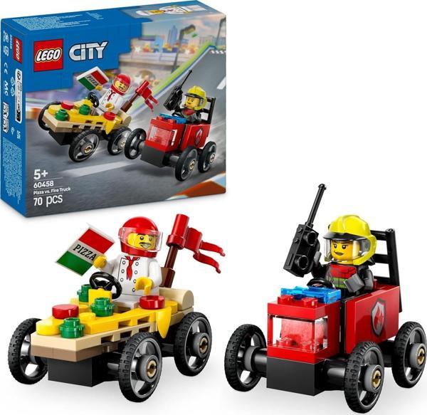 Lego City Pizza Arabası İtfaiye Kamyonuna Karşı Yarış Arabası Paketi 60458-5 Yaş Ve Üzeri Çocuklar I - Image 1