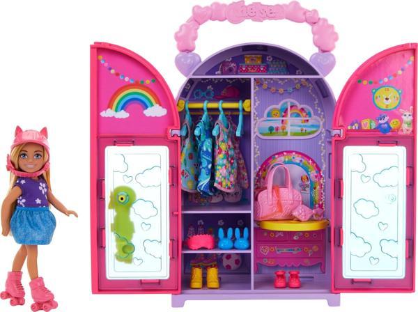 Barbie Chelsea Oyuncak Bebek Ve Dolap Oyuncak Seti, 15 Parça Giysi Ve Aksesuar Dahil, Katlanabilir S - Image 1