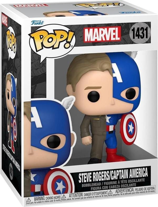 Funko Pop! Marvel: Split - Kaptan Amerika/Steve Rogers - Image 1
