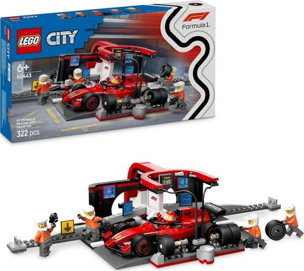 Lego City Ferrari Arabalı F1 Pit Stop Ve Pit Ekibi 60443-6 Yaş Ve Üzeri Çocuklar Için Yarış Arabası  - Image 1