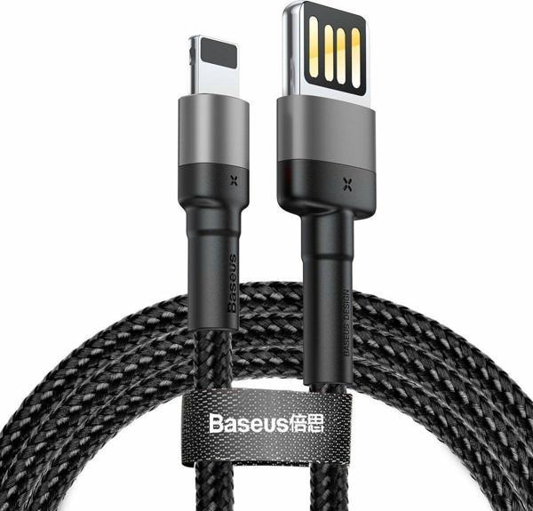 Baseus Cafule 2.4A Lightning 1M Şarj Kablosu CALKLF-GG1 Siyah/Gri - Image 1