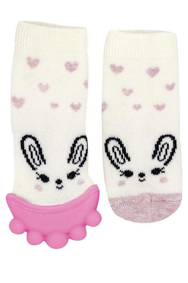 Babyjem Diş Kaşıyıcılı Havlu Bebek Kız Çorap 06/12ay Pembe - Image 1