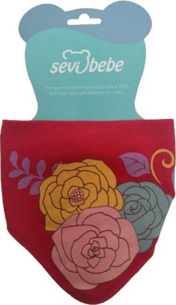 Sevi Bebe Fular Önlük Pembe Çiçekli - Image 1