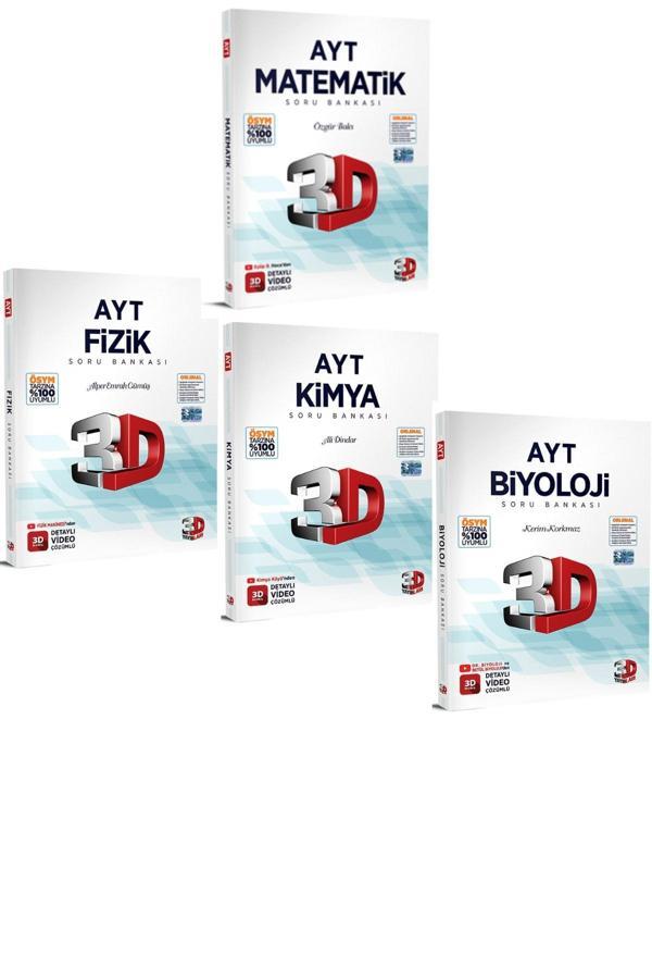 3D 2023 Ayt Matematik Fizik Kimya Biyoloji Soru Bankaları Dörtlü Set - Image 1