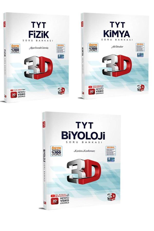 3D 2023 Tyt Fizik Kimya Biyoloji Üçlü Soru Bankası Seti - Image 1