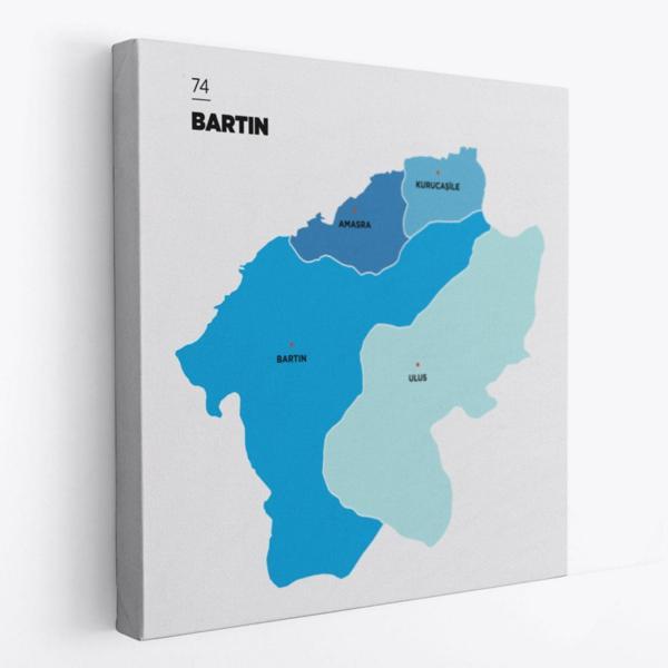 İl ve İlçeler Haritası Bartın, Modern Dekoratif Kanvas Tablo, Duvar Dekoru 1284 - Image 1