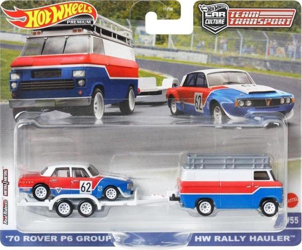 Hot Wheels Premium Hkf45 Team Transport '70 Rover P6 Group 2 / Hw Rally Hauler (#55) - Image 1