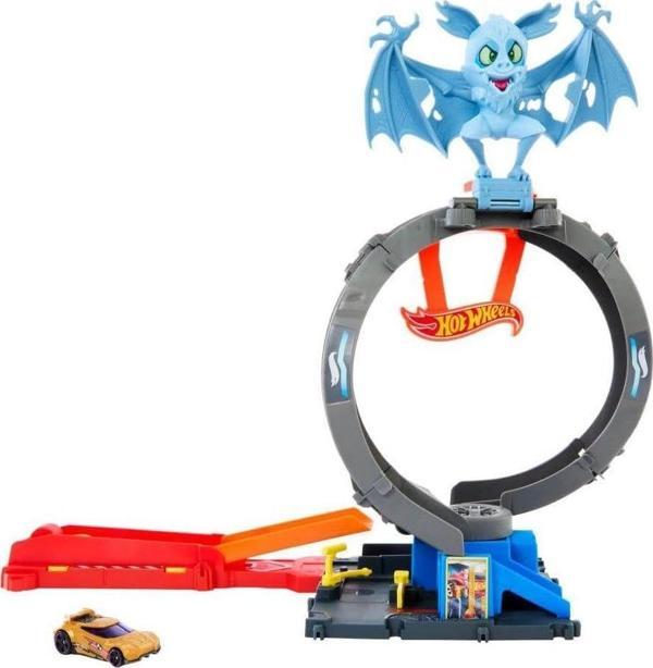 Hot Wheels Şehir Oyuncak Araba Parça Seti, Ayarlanabilir Döngü Ve Başlatıcılı Yarasa Döngüsü Saldırı - Image 1