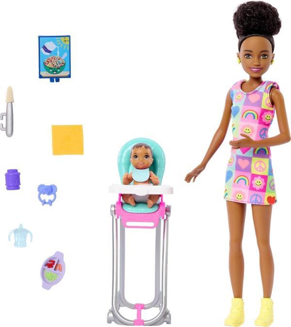 Barbie Skipper Doll & Playset With Accessories, Yemek Zamanı Temalı Bebek Bakıcılığı Seti, Renk Deği - Image 1