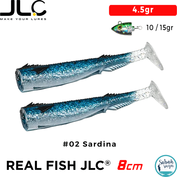 JLC Real Fish 8cm 4.5gr #02 Sardina Silikon Kuyruk (2 Adet) - Image 1