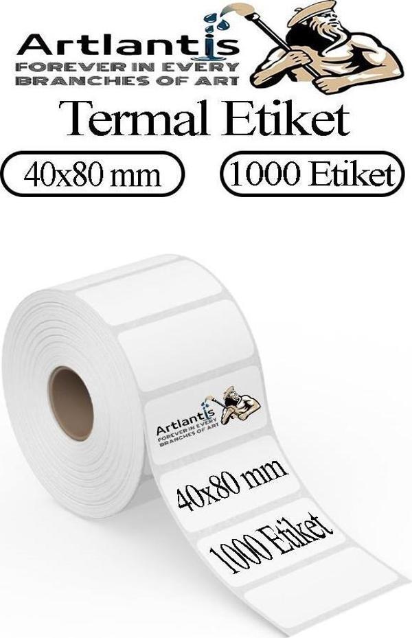 40x80 mm Barkod Etiketi Yapışkanlı 1 Adet Rulo Etiket Termal Barkot Terazi Etiketi 1000 li Barkod Yazıcılarına Uyumludur - Image 1