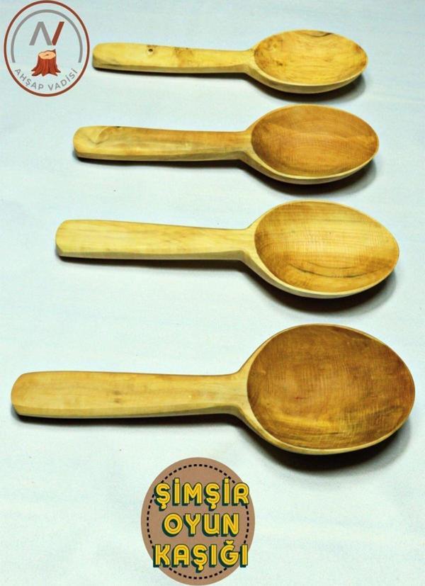 Master Music El Yapımı Şimşir Ağacı Oyun Kaşığı 4 Adet (18 Cm) - Image 1