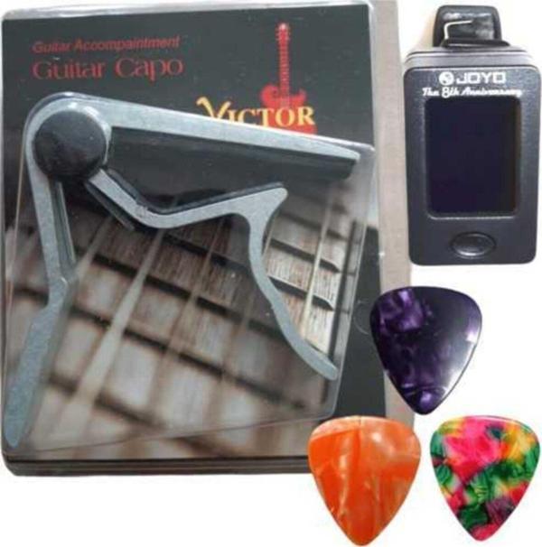 Master Music Saz Bağlama Kapo Gitar Kapo + Joyo Saz Bağlama Gitar Akort Ukulele Akort Cihazı Keman Akort + 3 Pena - Image 1