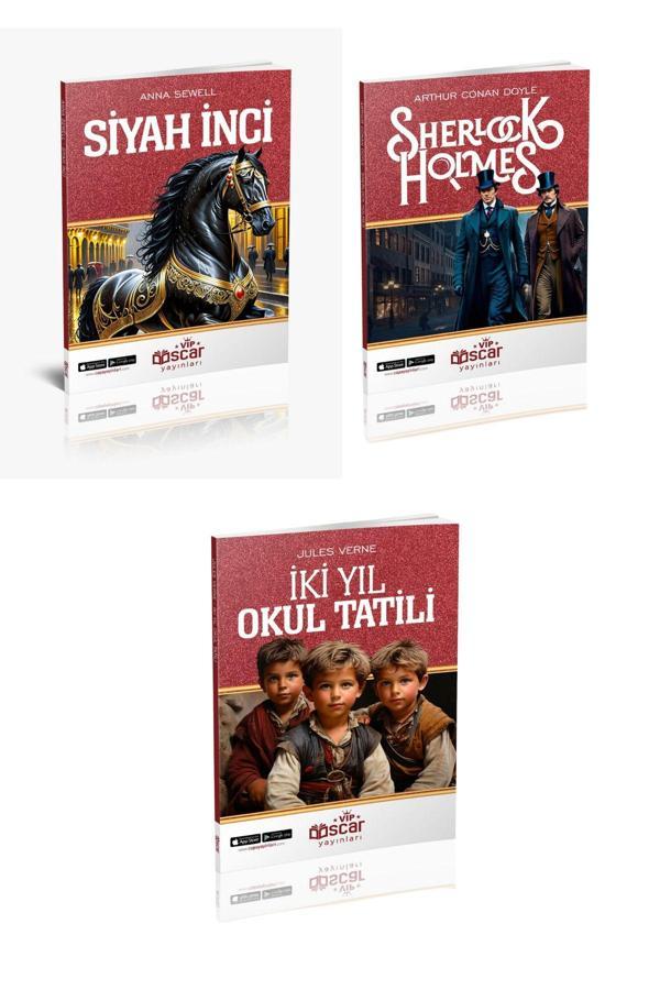 Oscar Yayınları Oscar Yayınları İki Yıl Okul Tatili Siyah İnci  Sherlock Holmes 3 Lü Set - Oscar Yayıncılık - Image 1