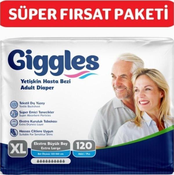 Giggles Yetişkin Bel Bantlı Hasta Bezi Extralarge 120 Adet - Image 1