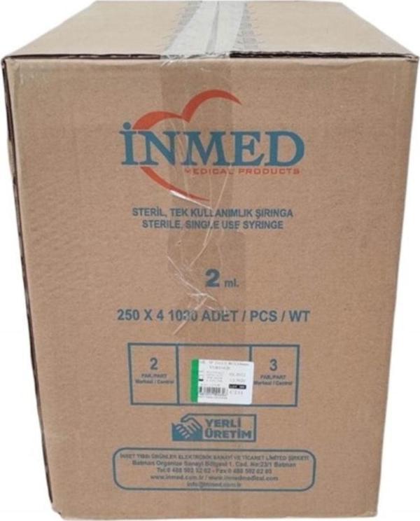 İnmed Enjektör 2 Ml 3P 21G-22G Yeşil 250 Adet - Image 1