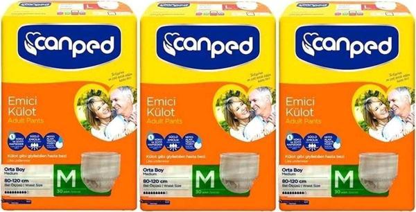 Canped Emici Külot Hasta Bezi Ekonomik Paket 3'Lü Set 90 Adet Medium - Image 1