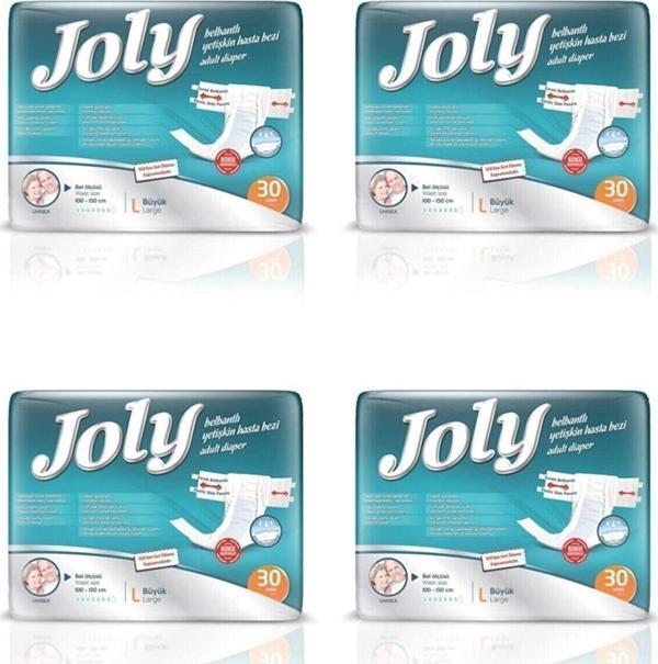 Joly Esnek Bel Bantlı Yetişkin Hasta Bezi Large 30'Lu 4 Paket 120 Adet - Image 1