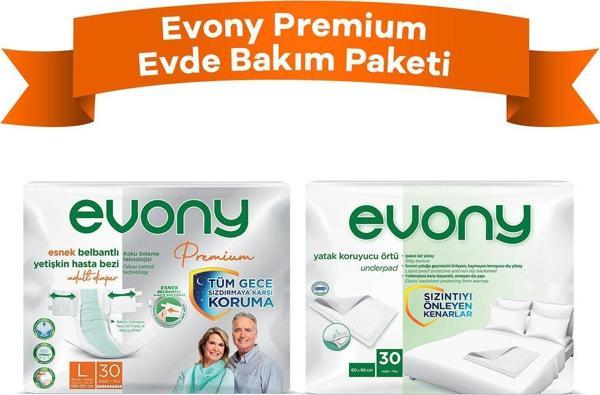 Evony Premium Evde Bakım Paketi: Premium Large Yetişkin Bezi 30Lu Hasta Altı Örtüsü 30Lu - Image 1