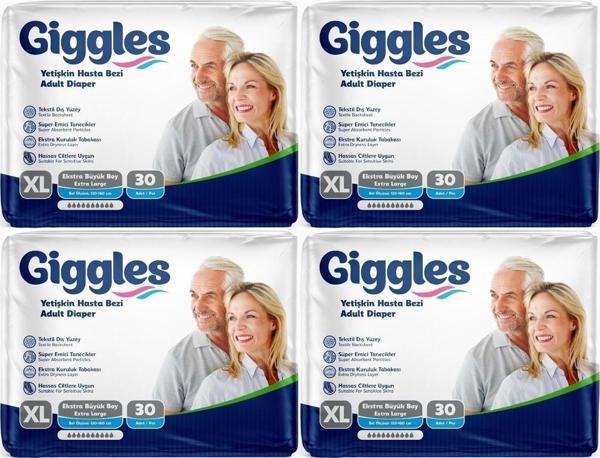 Giggles Hasta Bezi Yetişkin Bel Bantlı Tekstil Yüzey Ekstra Büyük (Xl) 120 Adet (4Pk*30) - Image 1