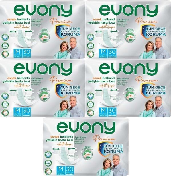 Evony Premium Hasta Bezi Yetişkin Bel Bantlı Tekstil Yüzey M-Orta 150 Adet - Image 1