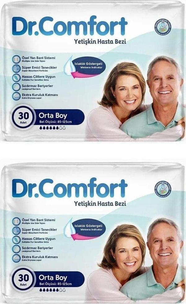 Dr.Comfort Yetişkin Hasta Bezi Bağlamalı Medium - Orta Boy 30'Lu 2 Paket (60 Adet) - Image 1