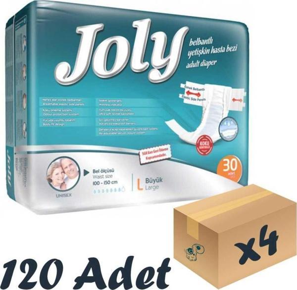 Joly Esnek Bel Bantlı Yetişkin Hasta Bezi Large 30’Lu 4 Paket 120 Adet - Image 1
