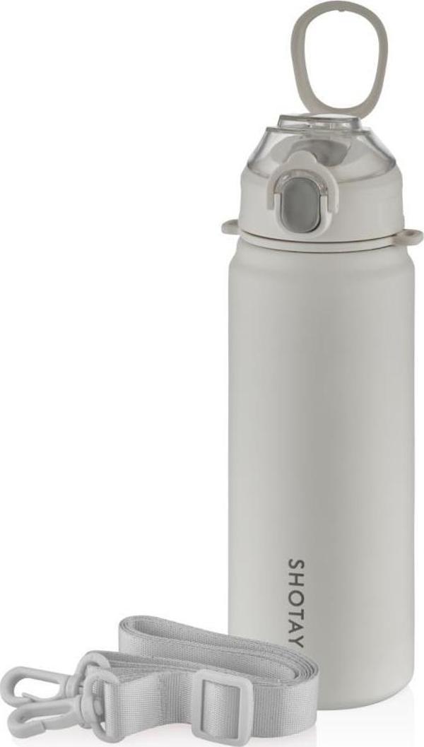 Shotay ST-8228 750ml Gri Pipetli Şeffaf Kapaklı Çelik Termos - Image 1