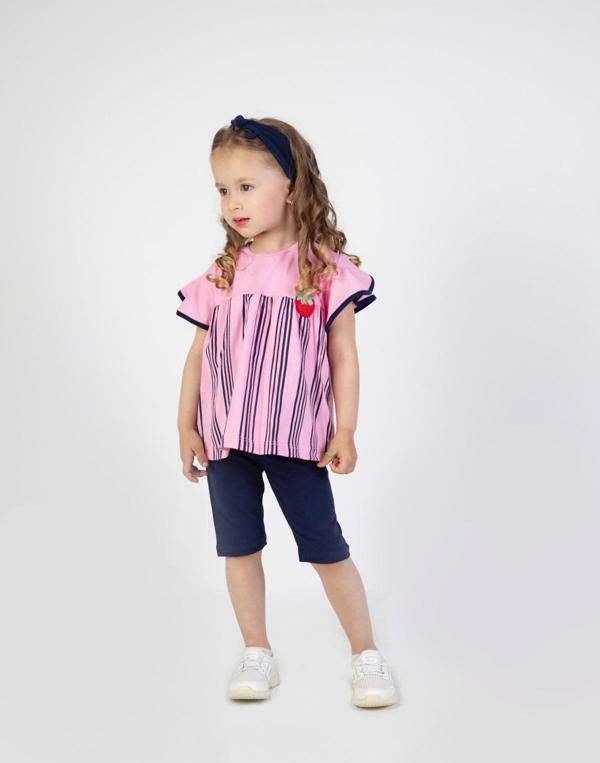 Kız Bebek Kaprili Kısa Kollu Karpuz Kol Bandanalı Yazlık Basic Alt-Üst Takım 6-24 ay - Image 1