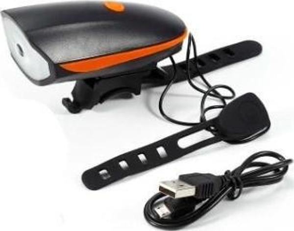 Xbyc 6163 Usb Şarjlı 250 Lümen 140 Db Yüksek Sesli Bisiklet Ön Farı Ve Korna Turuncu - Image 1