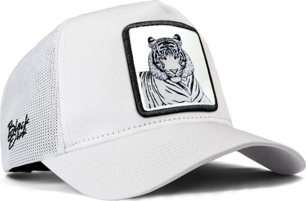 Black Börk V1 Bengal Kaplan Logolu Beyaz Trucker Şapka - Image 1